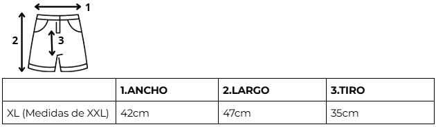 Tabla de talles SHORT ESPAÑA AZUL - MUNDIAL 2026 - NUMERO 8