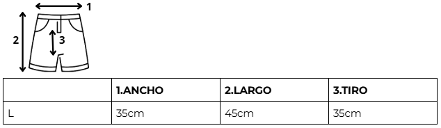 Tabla de talles SHORT INTER NEGRO - 25/26 - NUMERO 1O